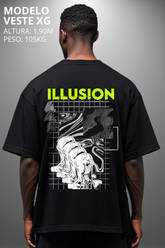 Camiseta Oversized Drop Typography Illusion Get Hevor