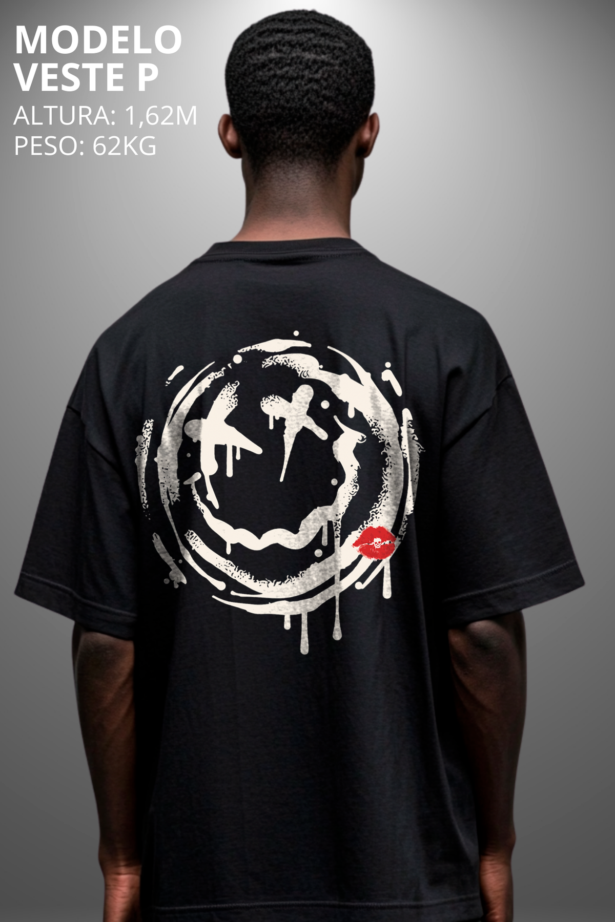 Camiseta Oversized Drop Typography Smile Hevor