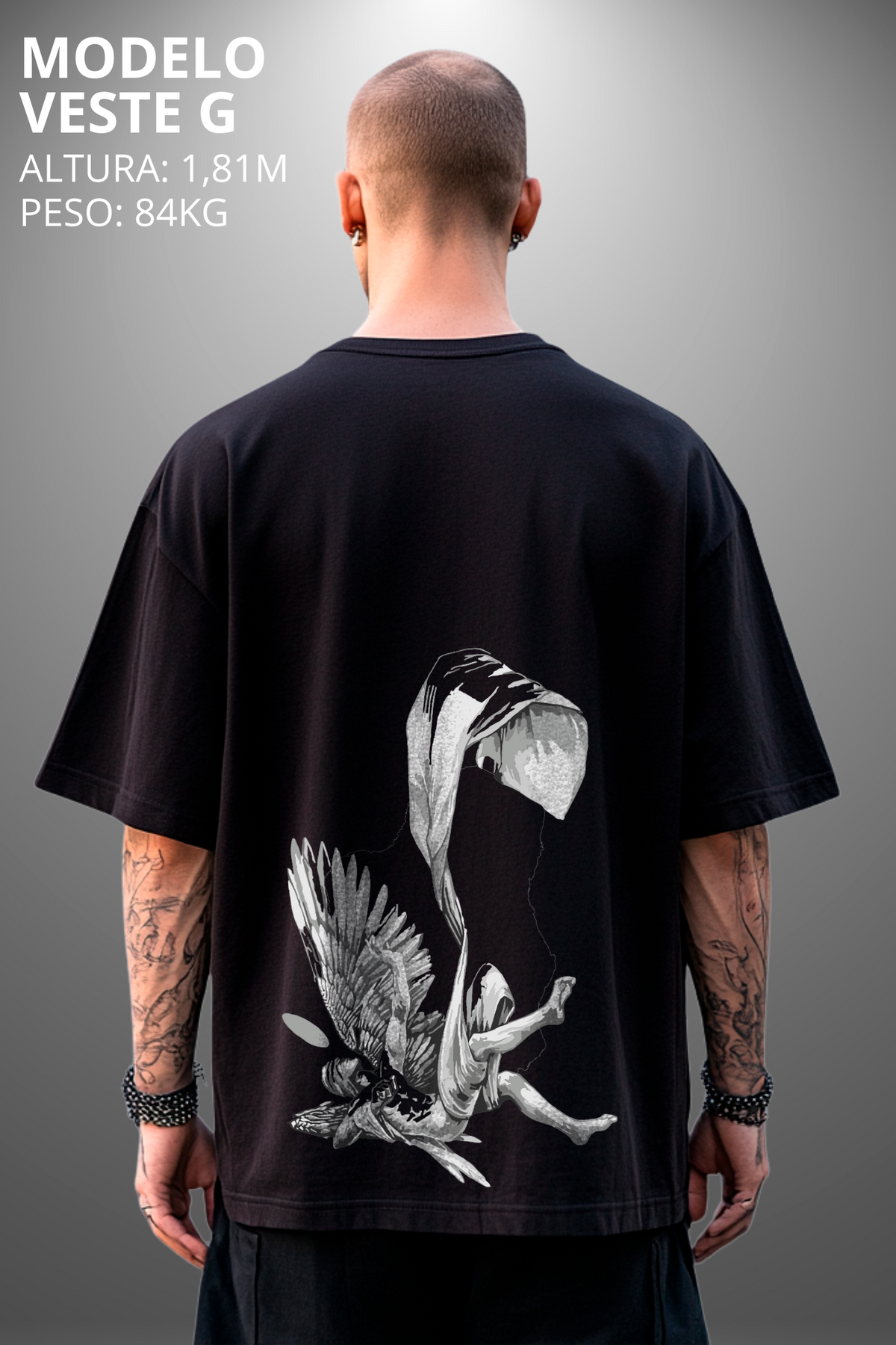 Camiseta Oversized Tshirt Hevor Tarot Anjo Caído