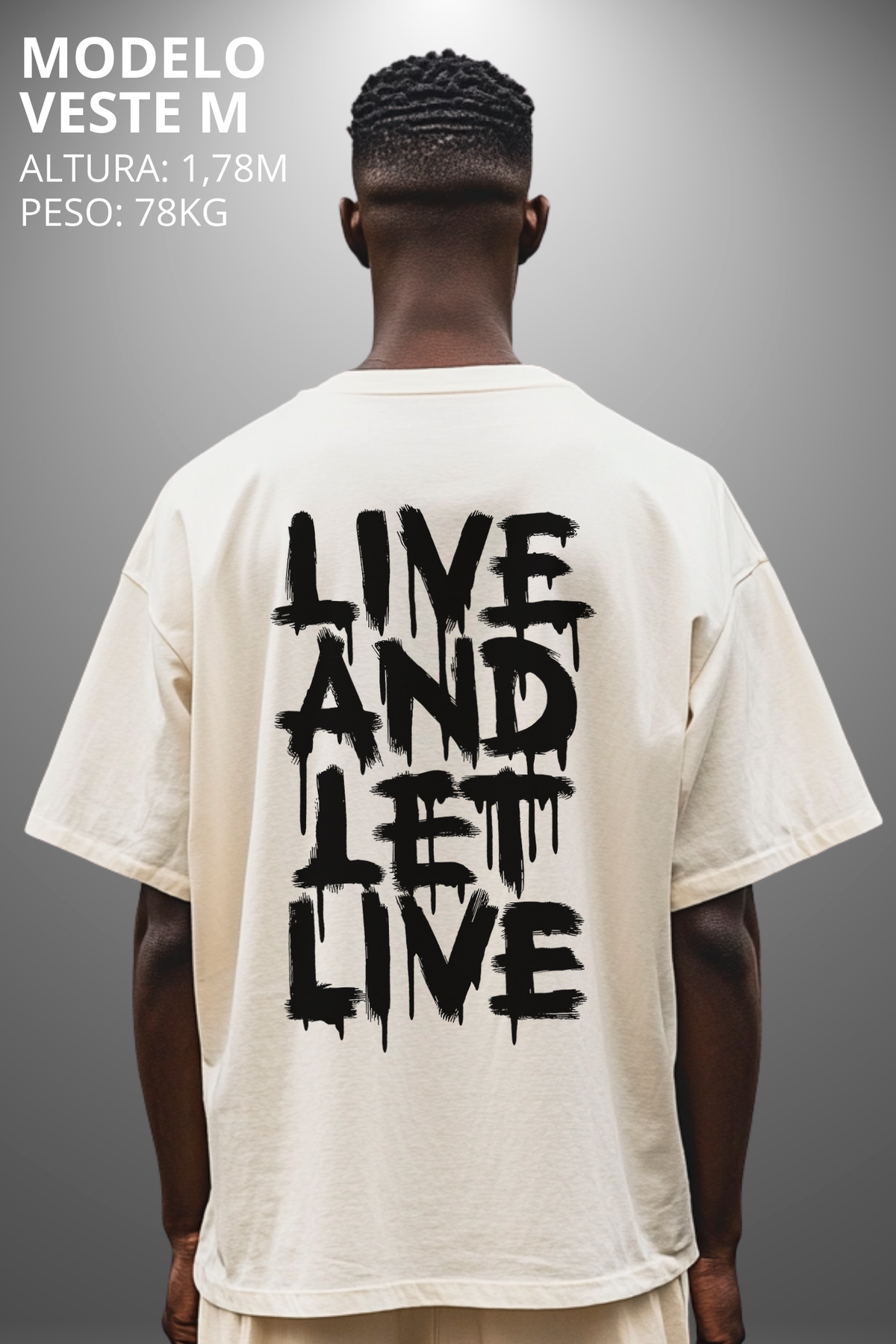 Camiseta Oversized Drop Typography Live And Let Live Hevor