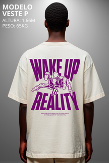 Camiseta Oversized Drop Typography Wake Up Hevor
