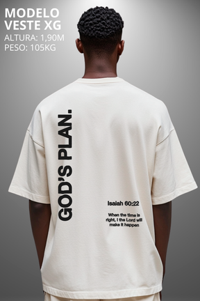 Camiseta Oversized Drop Typography God's Plan Hevor