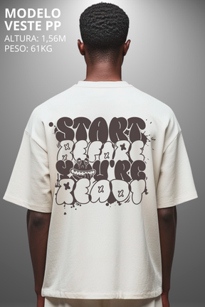 Camiseta Oversized Drop Typography Start Before Hevor