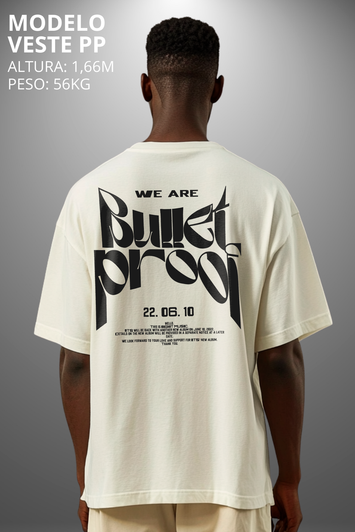 Camiseta Oversized Drop Typography Bullet Hevor