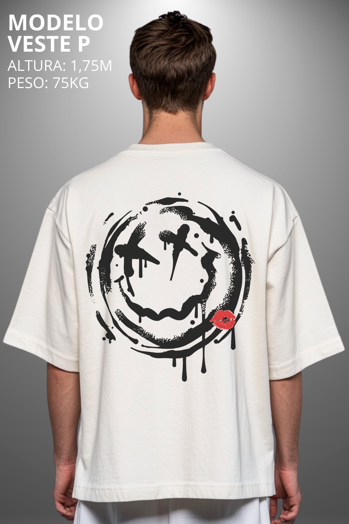 Camiseta Oversized Drop Typography Smile Hevor