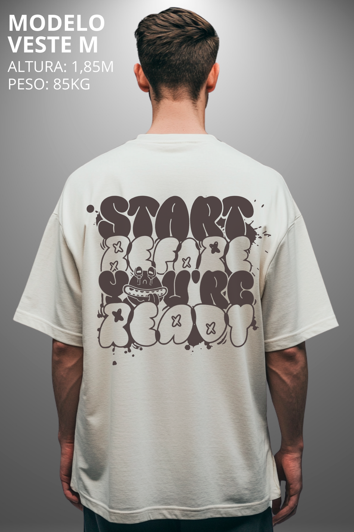 Camiseta Oversized Drop Typography Start Before Hevor