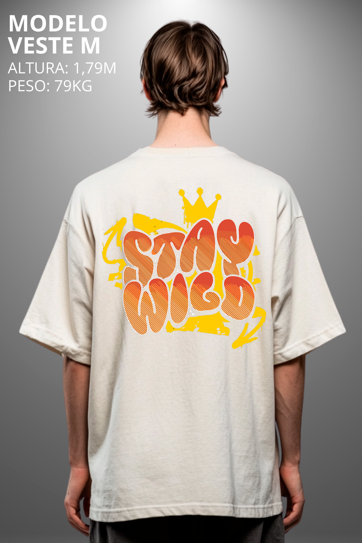 Camiseta Oversized Drop Typography Stay Wild Hevor