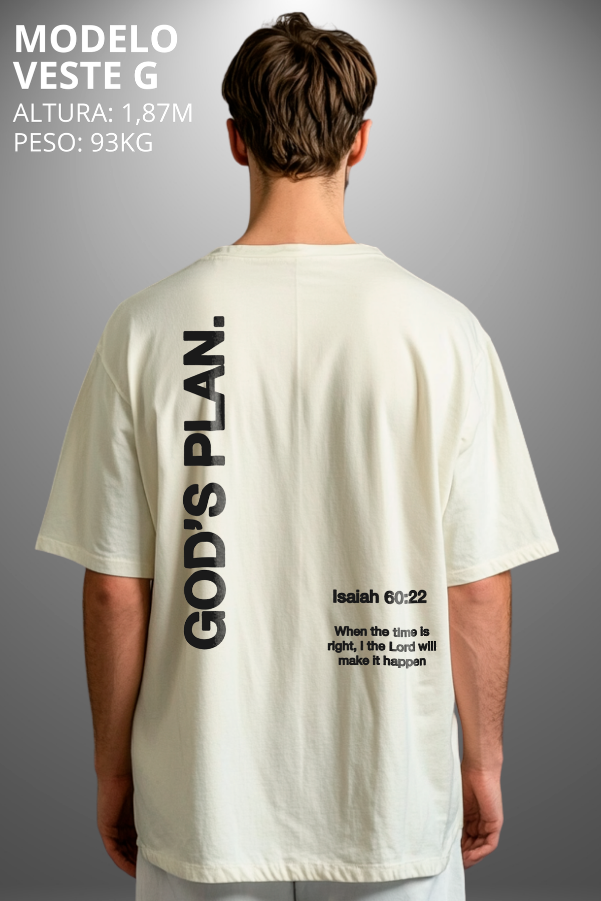 Camiseta Oversized Drop Typography God's Plan Hevor
