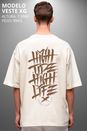 Camiseta Oversized Drop Typography High Life Hevor