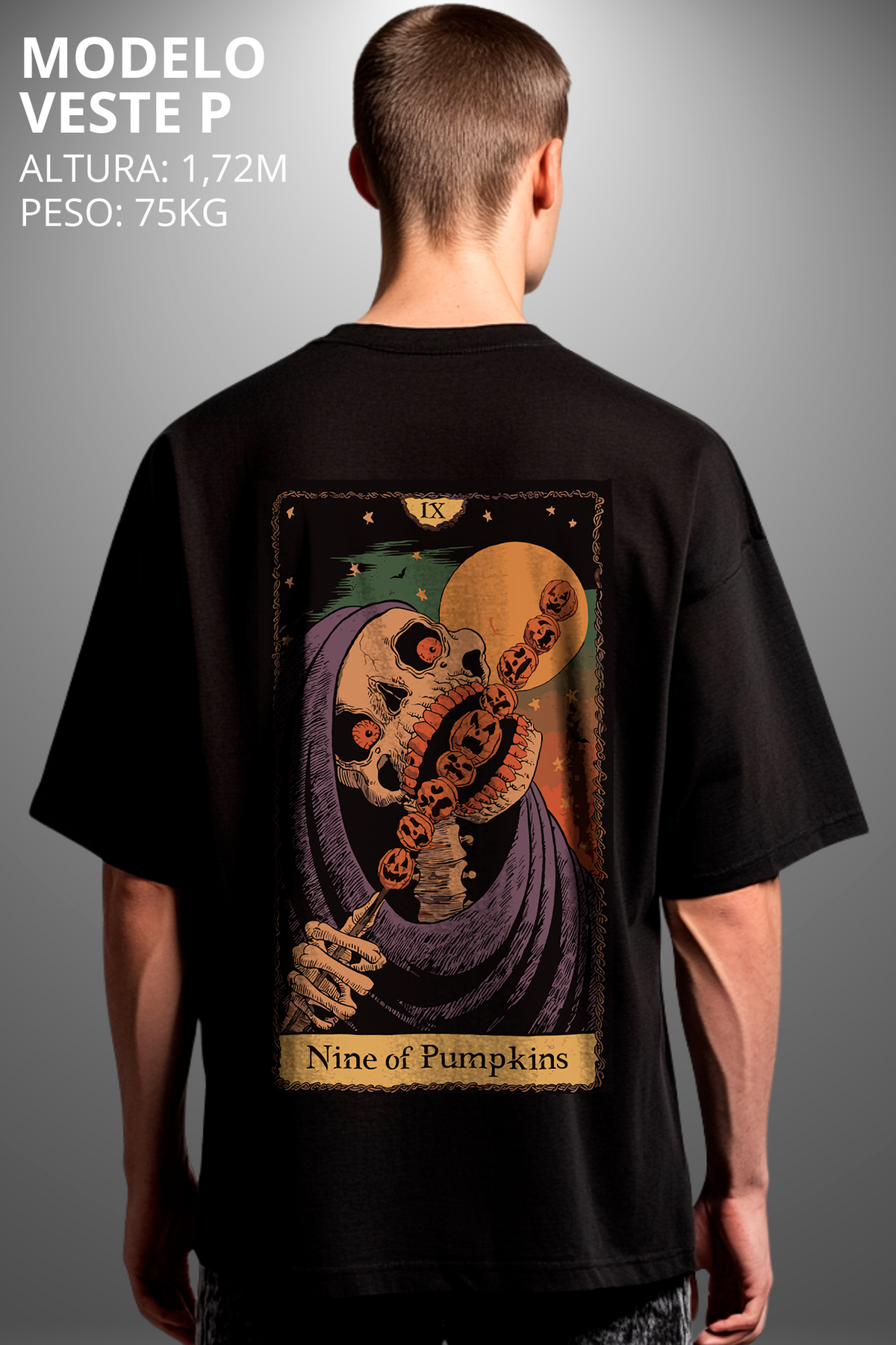 Camiseta Oversized Tshirt Hevor Tarot Nine of Pumpkins
