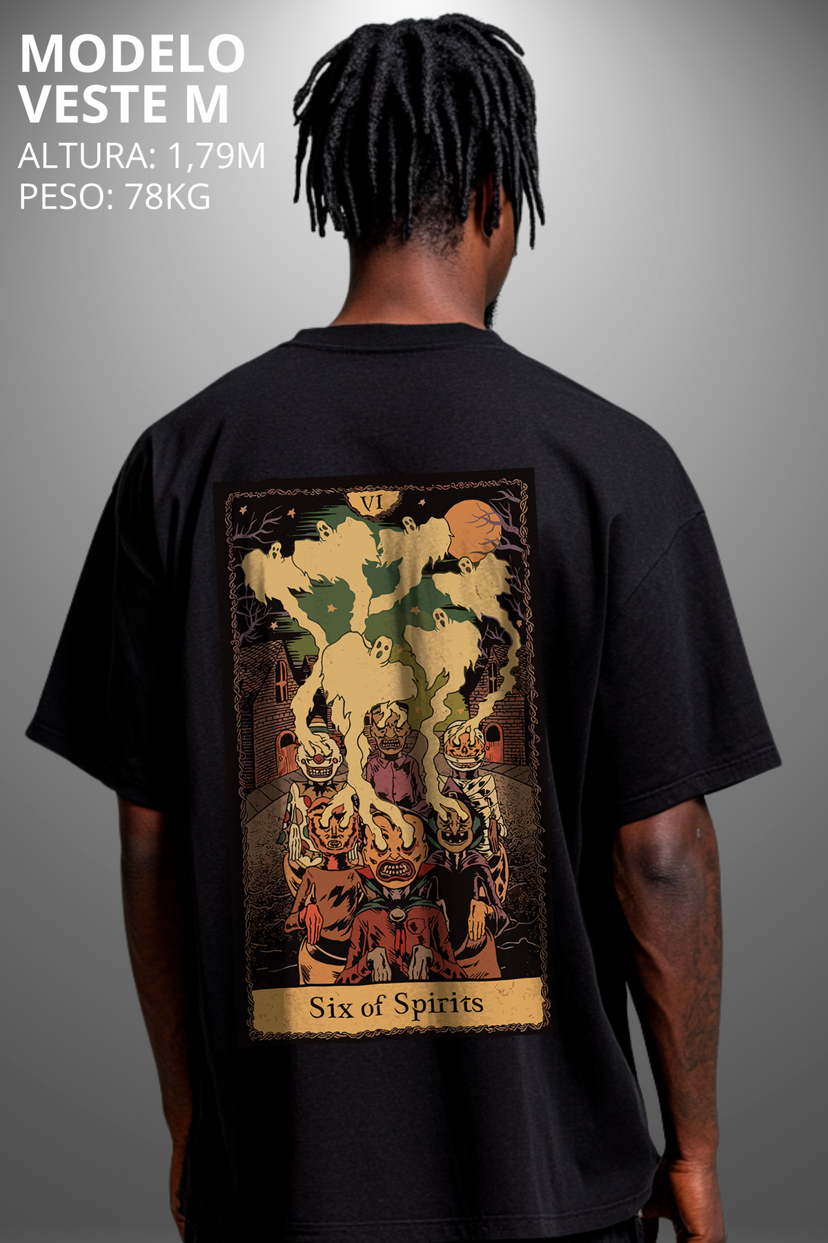 Camiseta Oversized Tshirt Hevor Tarot Six of Spirits